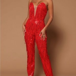 Red Sequin Jumpsuit ❤️